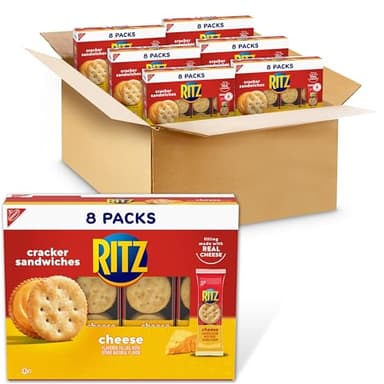 RITZ Cheese Sandwich Crackers, Lunch Snacks, 48 Snack Packs (6 Boxes, 6 Crackers Per Pack) - Image 1