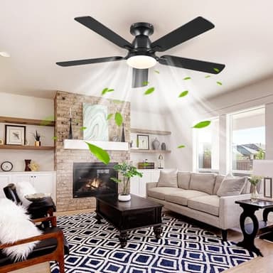 Ceiling Fans with Lights- 52" Low Profile Indoor Ceiling Fan with Light and Remote/APP Control, Flush Mount, LED Dimmable DC Reversible Modern Ceiling Fan for Bedroom(Black) - Image 9