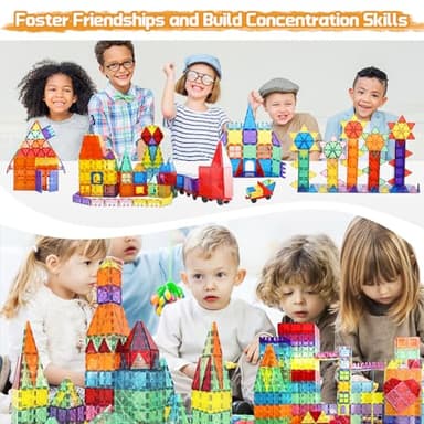 Paaxido Magnetic Tiles - 130PCS Magnetic Blocks for Kids, Magnet Tiles Building Blocks Set with 2 Cars, Construction STEM Magnet Toys Gift for Kids, Boys and Girls 3 4 5 6 7 8+ Year Old - Image 5
