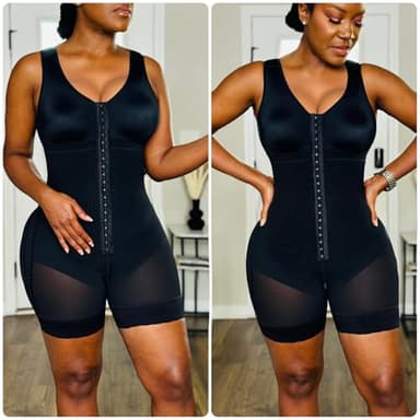 SHAPERX Women's Fajas Colombianas Tummy Control Shapewear Postpartum Full Body Shaper Butt Lifter Bodysuit, SZ7302-Black-L - Image 6