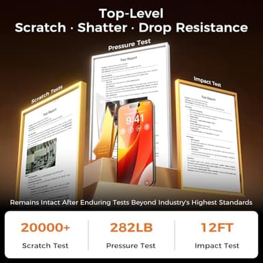 NeverBreak 9H+ Hardness for iPhone 15 Pro Screen Protector 12FT Military Grade Protection (Scratch, Shatter, Drop Resistance) 15 Pro Tempered Glass Full Edge Coverage Case Friendly 6.1" 2 Pack - Image 3