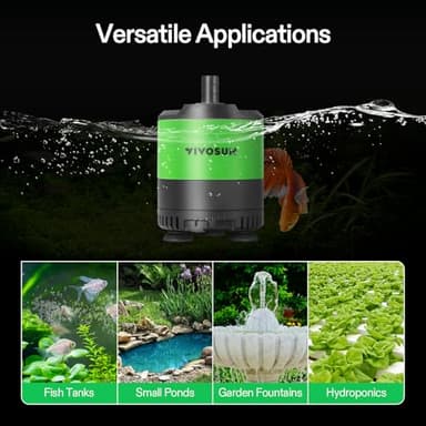 VIVOSUN 400 GPH 20W Submersible Water Pump, with Adjustable Water Flow, 4.9 ft Tubing, Additional Ceramic Shaft, and Outlet Adapters, for Fish Tanks, Aquariums, Hydroponics, Fountains - Image 8
