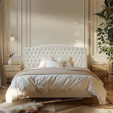 Furpopup Linen Upholstered Headboard King/Cal King Size Latest Model Wall Mount, Bed Frame Mount, Featuring High-Density Sponge Padding, Luxury Texture Easy Assembly Comfort and Style-Ivory - Image 3