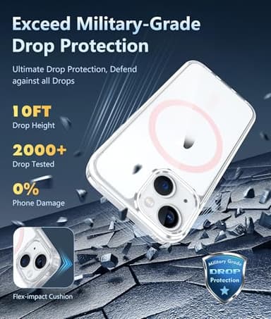 FNTCASE for iPhone 13 Mini Case: iPhone 12 Mini Magnetic Slim Clear Case | Military Grade Protective & Shockproof Drop Protection Anti-Yellowing Transparent Thin Cell Phone Cover (F-Pink) - Image 4