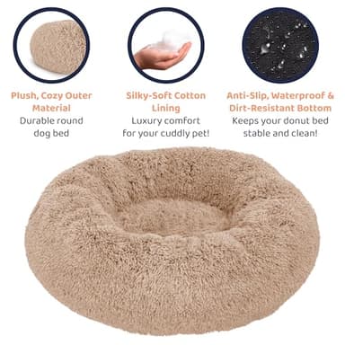 Petloox Donut Dog Bed - Premium Comfort for Anxiety Relief - Fluffy & Calming Design with Ultra-Plush Support | Cozy Round Dog Bed with Super Soft Circle Style (Size M Camel) - Image 4