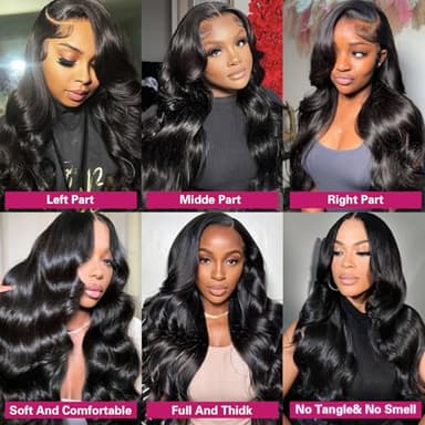 LEFGODY 30 Inch Body Wave Lace Front Wigs Human Hair 200 Density 12a Grade 100% Virgin Human Hair Wigs for Black Women 13x6 Hd Transparent Lace Pre Plucked Natural Black - Image 6