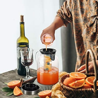 Glass Water Pitcher, Fruit Infuser Pitcher with Removable Lid, High Heat Resistance Infusion Carafe for Hot/Cold Water, Flavor-Infused Beverage & Iced Tea - 2 Qt - Image 4