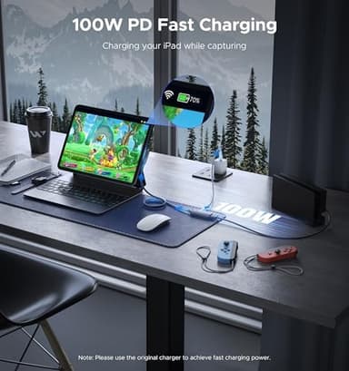 WARRKY Video Capture Card with 100W Power Delivery & Right-Angle USB-C | 1080P 60Hz HD | Streaming Capture Card Designed for Quest 3 / iPad, Compatible with Switch, PS5, PS4 - Image 6