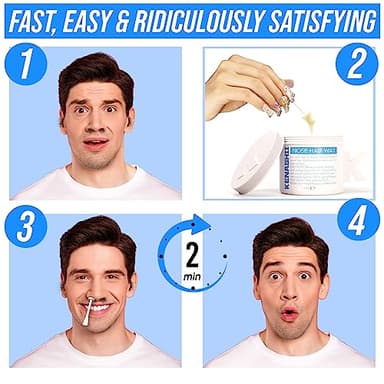 KENASHII Nose Wax Kit | 100 g Wax, 24 Applicators | Hair Removal Kit for Men and Women | Includes Balm Wipes and Mustache Guards | Lasts up to 5 Weeks - Image 2