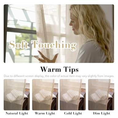 H.VERSAILTEX Linen Curtains Nickel Grommet Natural Linen Semi-Sheer Curtains 2 Panels Privacy Added Premium Soft Rich Material Drapes for Bedroom/Livingroom/Sliding Door - 52x72 - Inch - Linen - Image 3