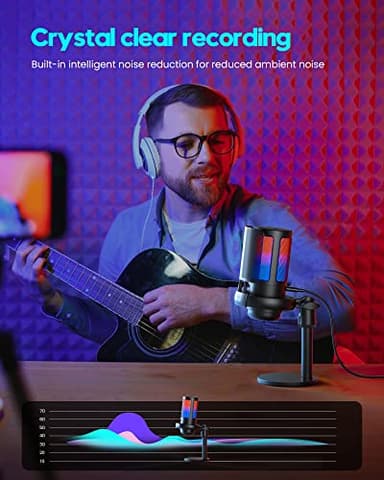 COCONISE Gaming Microphone, USB PC Mic for Podcasts Videos, Streaming, Condenser Mic with Quick Mute, Tripod Stand, Pop Filter, RGB Indicator, Shock Mount, Rotate gain button, Compatible with PS4/5/PC - Image 7