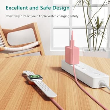 Upgraded Apple Watch Charger, Magnetic iWatch Fast Charger to USB C Cable 6ft with USB C Charger Block for iWatch Series Ultra/9/8/7/6/SE/SE2/5/4/3, Pink - Image 2