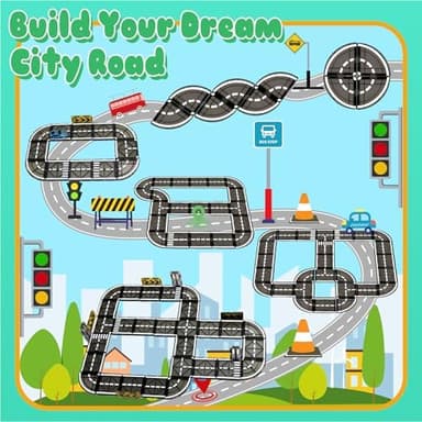 Magnetic Tiles Road Set with Pullback Car, Magnetic Tiles for Kids Ages 3-5 4-8, Magnet Building Tile for Toddler Kids Boys Girls, Creative STEM Building Toy & Learning Educational Magnet Toys - Image 5