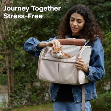 FUKUMARU Cat Backpack Carrier, Expandable Small Pet Carriers for Cats with 4 Pockets, Hiking Travel Carrier Bag for Small Animal, Airline Approved Cat Carrier with Rollable Cover for Nervous Cat, Pink - Image 2