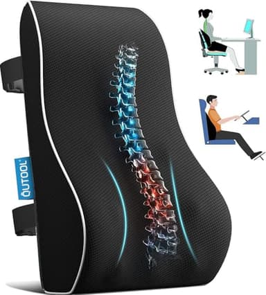 Lumbar Support Pillow for Office Chair, Office Home Essentials,Stocking Stuffers,Back Support Pillow for Car, Chair Cushions,Back Pain Relief Improve Posture,Mesh Cover Double Adjustable Straps - Image 1