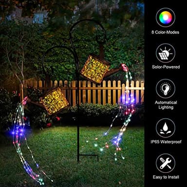 MEREAR Solar Watering Can Lights Outdoor with 8 Multi-Color Changing Modes, IP65 Waterproof Landscape Light Garden Decor, One Pole Two Lights Outside Decorations for Lawn, Backyard, Patio, Chrismas - Image 2