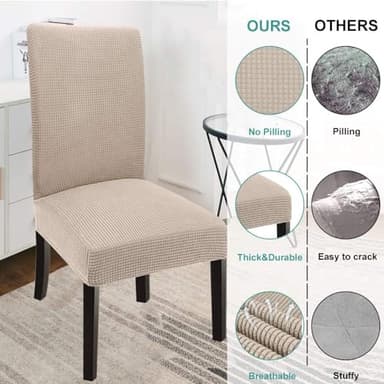 GoodtoU Chair Covers for Dining Room 6 Pack, Stretch Parson/Dining Chair Slipcover Removable Washable Chair Protector for Home/Restaurant/Banquet,Forros para Sillas de Comedor(Sand, Set of 6) - Image 5