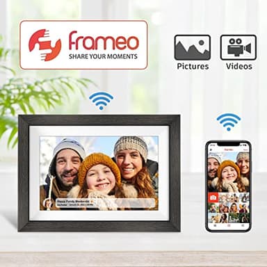 Frameo 10.1 inch Digital Picture Frame WiFi Smart Digital Photo Frame Wood IPS HD 1280 * 800 1080P Touch Screen Auto-Rotate Easy Setup to use Free Share Photos and Videos Gift for mon Father Women - Image 2