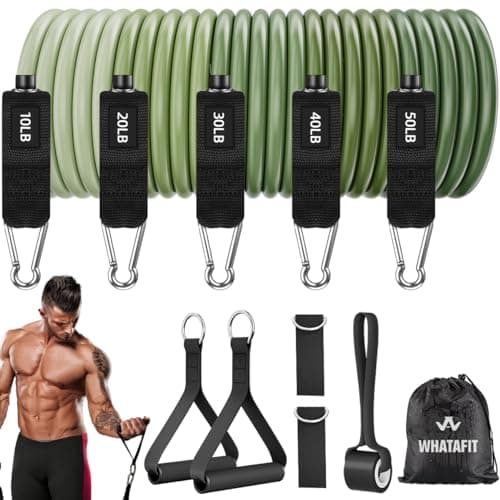 WHATAFIT Resistance Bands, Exercise Bands,Resistance Bands for Working Out, Work Out Bands with Handles for Men and Women Fitness, Strength Training Home Gym Equipment - Image 1