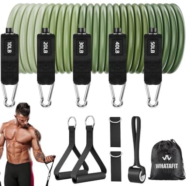 WHATAFIT Resistance Bands, Exercise Bands,Resistance Bands for Working Out, Work Out Bands with Handles for Men and Women Fitness, Strength Training Home Gym Equipment - Image 1