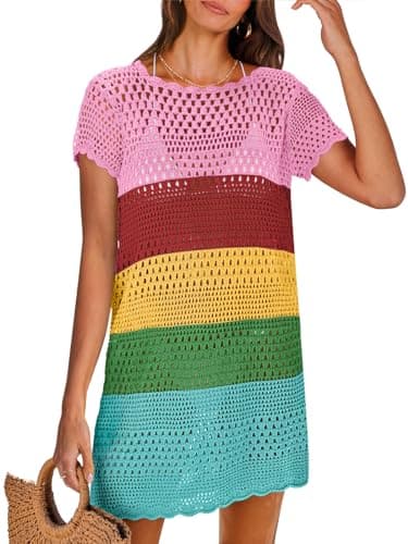 ANRABESS Swimsuit Cover Up for Women 2025 Crochet Bathing Suit Swimwear Mesh Knit Beach Dress Summer Vacation Outfit Clothes X-Large - Image 1