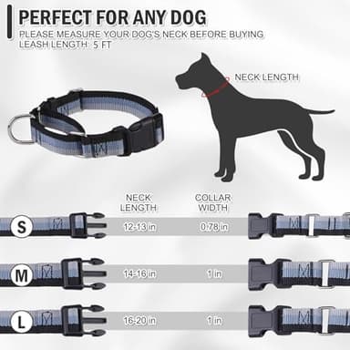 ESGPET Martingale Dog Collar and Leash Set for Walking, Playing, Training, Reflective Adjustable Puppy Collars with Leash for Small Medium Large Dogs (Black,Small) - Image 5
