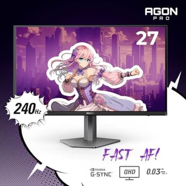 AOC Agon PRO AG276QZD2 27" QD-OLED Gaming Monitor QHD 2560x1440, 240Hz 0.03ms, HDR 400, HDMI 2.0 x2, Display Port x2, Built in Speakers, G-Sync Compatible, Console Gaming Ready, 3-Year Zero-Bright-Dot - Image 3