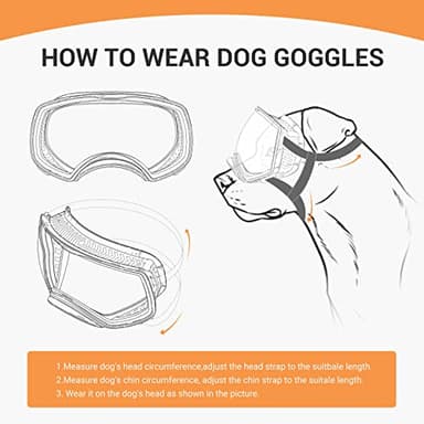 PETLESO Clear Dog Goggles for Medium to Large Breed, UV Protection Windproof Snowproof Dog Sunglasses All-Weather Eye Shield, Wide Vision & Soft Frame, Adjustable Straps, Clear - Image 5