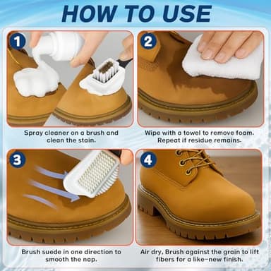 Bellemora Suede Shoe Cleaner, 6.76 Oz Nubuck and Suede Cleaner Kit with Brush, Shoe Cleaning Kit Removes Dirt and Stain, Shoe Care For Suede, Leather, Boots, Canvas - Image 5