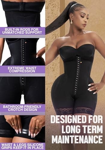 Snatched Body Stage 3 Strapless Faja High Compression | Shapewear Bodysuits for Women | Fajas Colombianas Moldeadoras Black L - Image 4