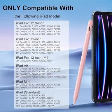 Stylus Pen for iPad Pencil 10th Generation(2018-2025), Fast Charge Apple Pen with Palm Rejection Tilt Sensitivity, Compatible with iPad 6/7/8/9/10", Pro 11"/12.9"/ M4, Air 3/4/5/M2/M3, Mini 5/6 (Pink) - Image 8