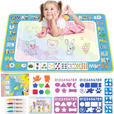 BlissfulBlend Water Doodle Mat Kids Mess Free Coloring Doodle Mat Toddlers Educational Toys for 3 4 5 6 7 8 Years Old with Magic Pens 2025 Educational Toys Birthday - Image 1