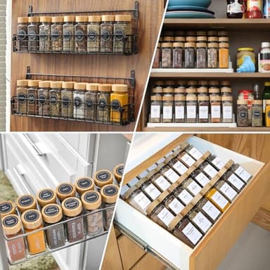 NETANY 24 Pcs Glass Spice Jars with Bamboo Lids, 4 oz Glass Jars with Minimalist Farmhouse Spice Labels Stickers, Collapsible Funnel, Seasoning Storage Bottles for Spice Rack, Cabinet, Drawer - Image 7