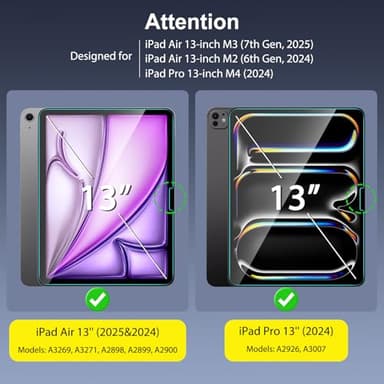 SPARIN Screen Protector for iPad Air 13 Inch M3 2025 & M2 2024 (7th/6th Generation) & iPad Pro 13 Inch M4 7th Gen, Case Friendly/2 Pack Tempered Glass, Support Apple Pencil - Image 2