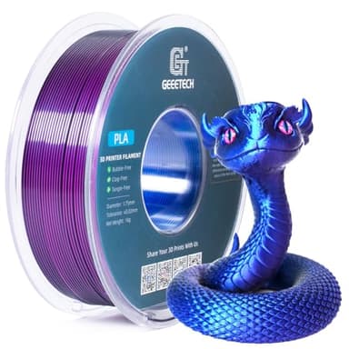 GEEETECH Silk PLA 3D Printer Filament 1.75mm, Silk Tri-Color PLA Filament 1KG(2.2lbs), Dimensional Accuracy +/- 0.02 mm, Multicolor Filament PLA Blue Purple Black - Image 1