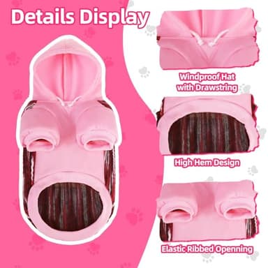 PUPTECK Dog Hoodie Puppy Sweatshirt Warm Dog Sweater Winter Clothes Cold Weather Coats for Small Medium Large Dogs, Pink Mexican Style, S - Image 4