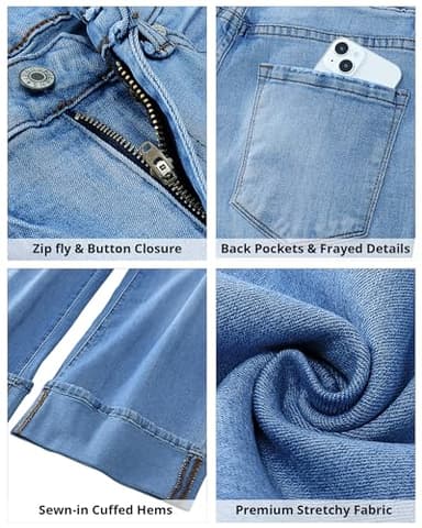 GRAPENT Business Casual Outfits for Women Western Outfit for Women Womens Clothes Trendy Ladies Capri Pants Women's Capris and Cropped Pants Women's Clothing Color Medium Blue X-Large Size 16 Size 18 - Image 6