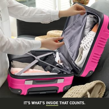 Kenneth Cole REACTION Out of Bounds Lightweight Hardshell 4-Wheel Spinner Luggage, Magenta, 20-Inch Carry On - Image 8