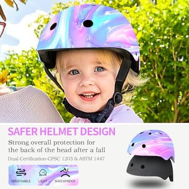ETEETOW Adjustable Gradient Color Kids/Toddler Bike Helmet for 1-2-3-5-8-14 Years Boys Girls,Skateboard Helmet with Knee and Elbow Pads Wrist Guard Roller Skates,Cycling,Skating Scooter Longboard - Image 2