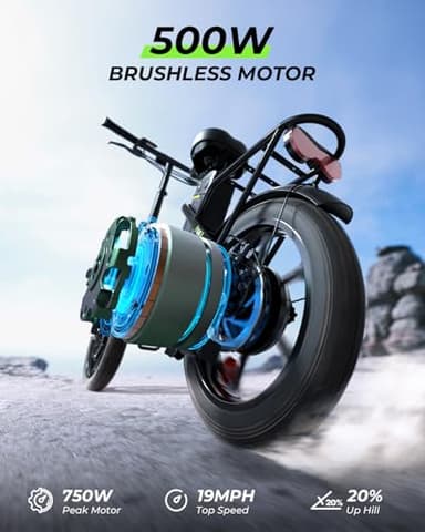 isinwheel U4 16" Folding Electric Bike for Adults, 750W Peak Motor with Max 55Miles PAS Range & 19MPH EBike, 374.4Wh Battery Electric Bicycles Step-Thru Commuter E Bikes for Adults and Teens - Image 2