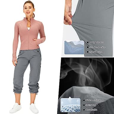 Women's Hiking Cargo Pants Quick Dry UPF50+ Outdoor Pants for Women Fishing Safari Travel Stretchy Pants with Pockets,6608,Grey,S - Image 6