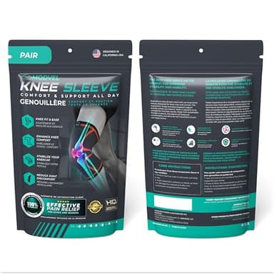 Modvel Compression Knee Brace for Women & Men, 2-Pack Knee Brace for Running Knee Pain, Knee Support Compression Sleeve, Workout Sports Knee Braces for Meniscus Tear, ACL & Arthritis Pain Relief - Image 7