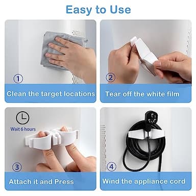 Lancord Cord Organizer for Appliances, 8 Pack Upgraded Kitchen Appliance Cord Organizer Stick On Appliance Wire Organizer Wire Wrapper for Kitchen Appliances Mixers, Coffee Maker, Pressure Cooker - Image 5