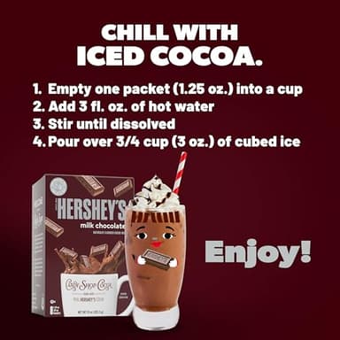 Candy Shop Cocoa HERSHEY'S Milk Chocolate Cocoa Mix, Hot Chocolate, Make Hot or Iced Cocoa, Made With Real Milk, Gluten Free, 1.25 oz packet (24 count) - Image 4