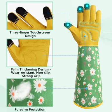 Velway Long Gardening Gloves for Women - Thorn Proof & Rose Pruning Forearm Protection Garden Gloves - Breathable Leather Long Garden Gloves Gifts & Tools for Gardener Yard Work Medium - Image 3