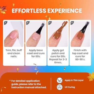 Beetles Fall Gel Nail Polish Set - 20 Colors Yellow Orange Burgundy Red Brown Black Green Gel Nail Polish Kit with Glossy Matte Gel Top Base Coat Soak Off Uv Manicure Gift for Women - Image 7