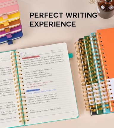 Spiral Notebook Journal for Women Men, 300 Numbered Lined Pages, College Ruled, A5 Hardcover Spiral Bound Notebook for School, Work, Note Taking Writing, Leather Spiral Journal Medium 5.9"x8.5" - Image 4