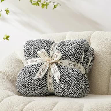 Snuggle Sac Queen Size Bedding Blanket Black, Super Soft Warm Cozy Bed Blankets Oversized Fuzzy Plush Blankets for Bed, Bedroom, Heather Black, 90x90 inches - Image 6