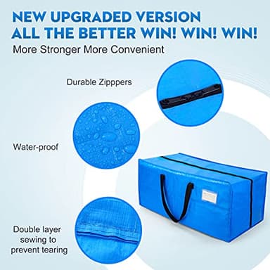 AlexHome Heavy Duty,Extra Large Packing Bags for Moving,Reusable Plastic Moving Totes,Clothes Storage Containers,Moving Supplies Bins,Compatible with Ikea Frakta Cart (Blue,Set of 5) - Image 2