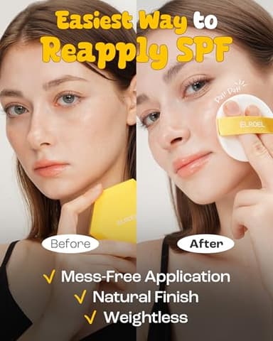 ELROEL Pang Pang Sun Cushion Plus - Korean Hypoallergenic & Lightweight Sunscreen with Puff Sponge - Broad Spectrum SPF50+ PA++++ (0.53 oz) - Image 7